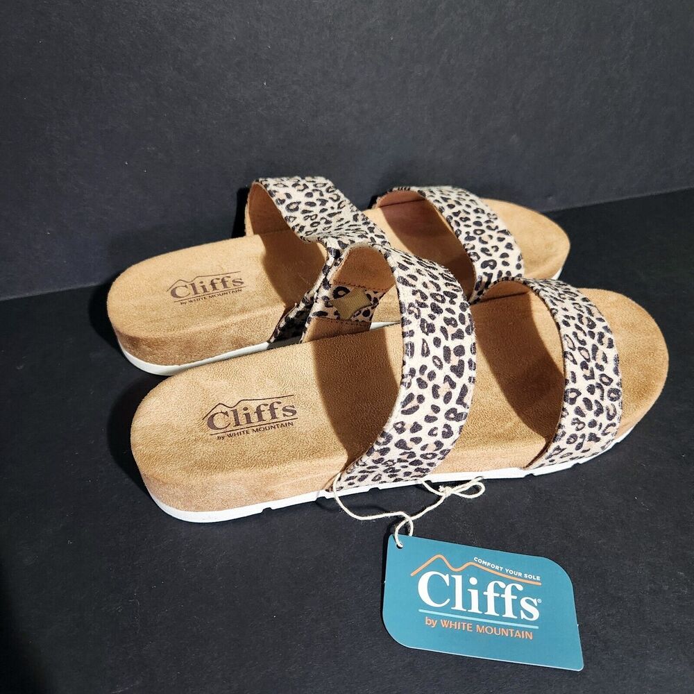 Cliffs by White Mountain Women's Optimum Leopard Slip on Sandal Sz 9 Chunky NEW